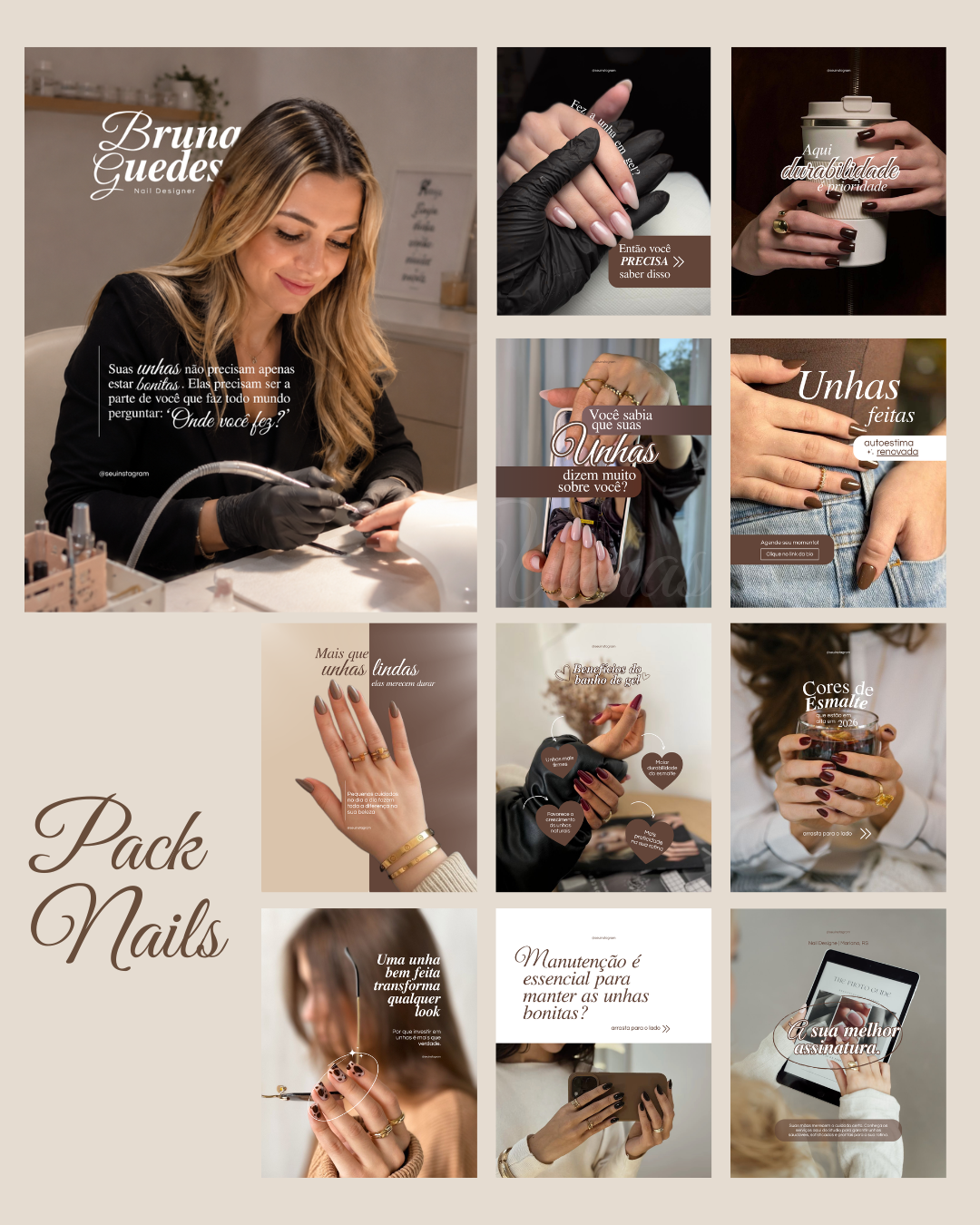 Coleção Pack Nails com templates para Nail Designers